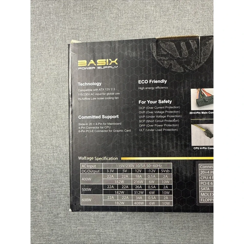 Solid‎ Gear Basix Power Supply SDGR-600BX SATA 600W 120mm Cooling Fan{CC}